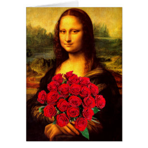 Mona Lisa Avec Bouquet De Roses Rouges