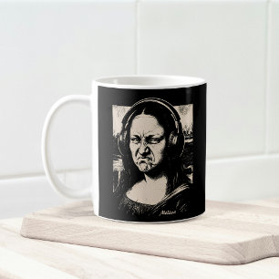 Mona Lisa Bass Gesicht Lustige Musikliebhaber DJs Kaffeetasse