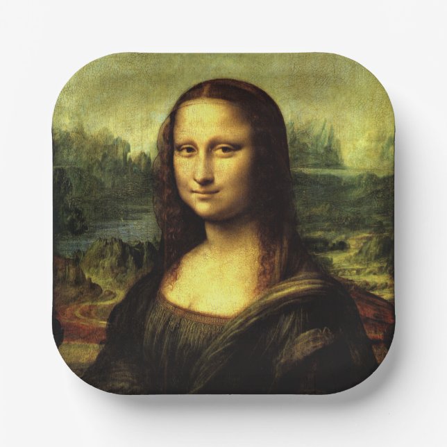 Mona Lisa, berühmtes Bild, Pappteller (Vorderseite)