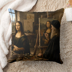 Mona Lisa besucht Leonardo Da Vincis Studio Nr. 2 Kissen