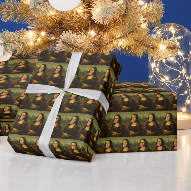 Mona Lisa Blase Pink Bubble Gum Geschenkpapier (Feiertage)