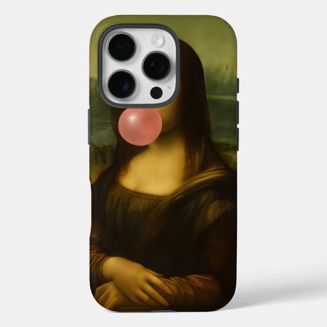 Mona Lisa Blase Pink Bubble Gum iPhone 16 Pro Hülle (Rückseite)