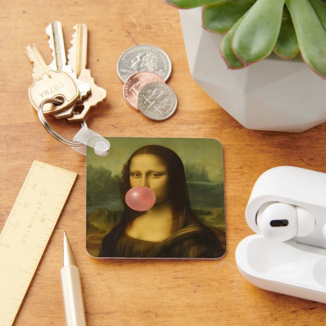 Mona Lisa Blase Pink Bubble Gum Schlüsselanhänger (Schreibtisch)