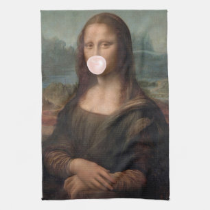 Mona Lisa Blasst Pink Bubble gum Geschirrtuch