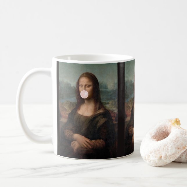Mona Lisa Blasst Pink Bubble gum Kaffeetasse (Mit Donut)