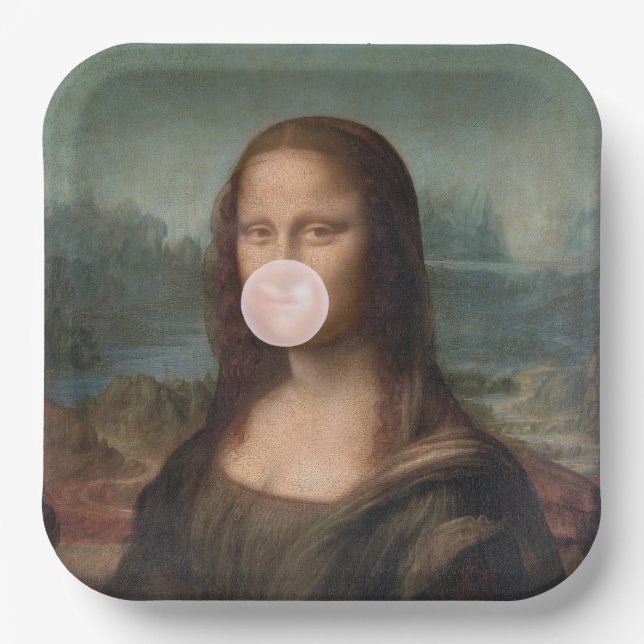 Mona Lisa Blasst Pink Bubble gum Pappteller (Vorderseite)