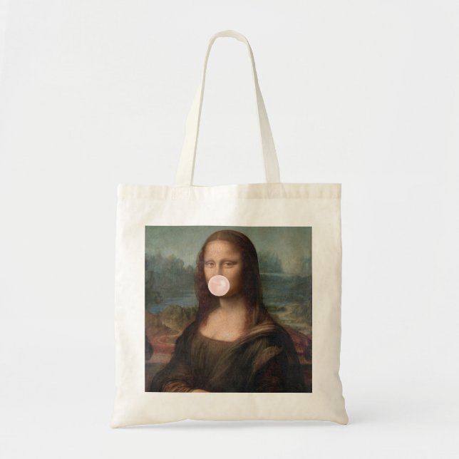 Mona Lisa Blasst Pink Bubble gum Tragetasche (Vorne)