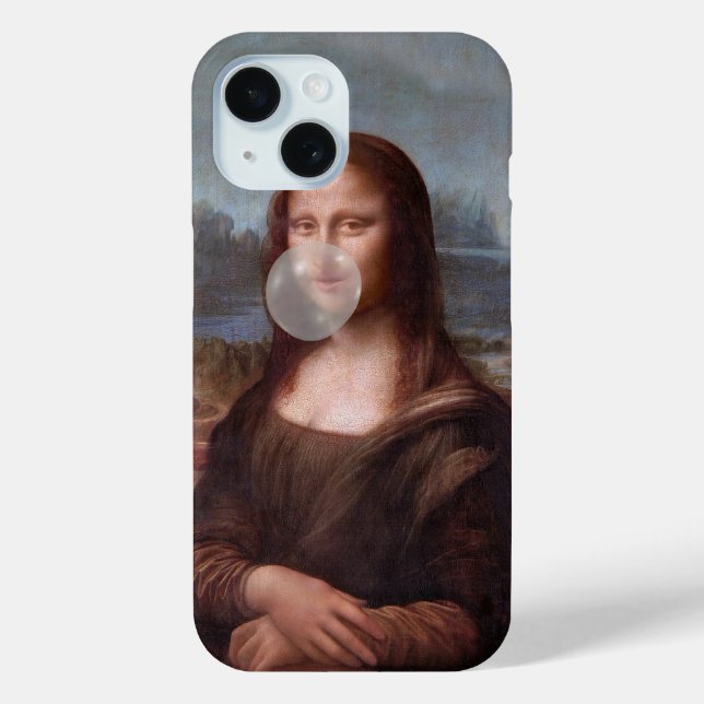 Mona Lisa bläst ein graues Kaugummi Case-Mate iPhone Hülle (Rückseite)