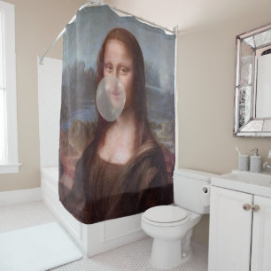 Mona Lisa bläst graues Kaugummi Duschvorhang