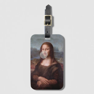 Mona Lisa bläst graues Kaugummi Gepäckanhänger