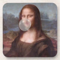 Mona Lisa bläst graues Kaugummi
