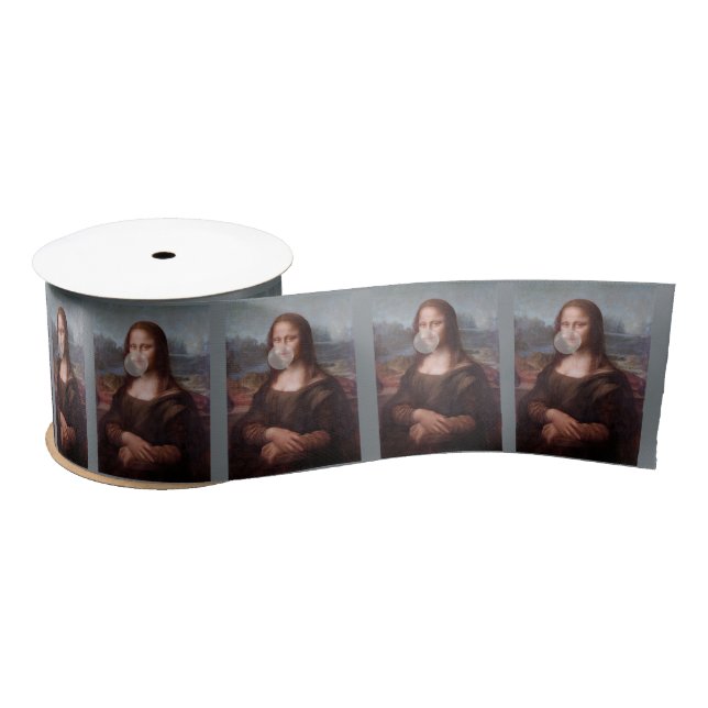 Mona Lisa bläst graues Kaugummi Satinband (Spule)