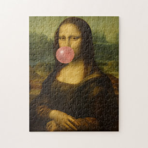 Mona Lisa bläst rosa Kaugummi