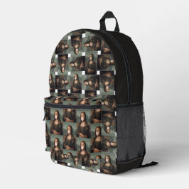 Mona Lisa bläst rosa Kaugummi Bedruckter Rucksack