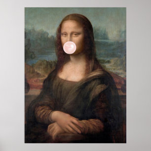 Mona Lisa bläst rosa Kaugummi  Poster