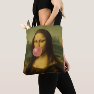 Mona Lisa bläst rosa Kaugummi Tasche