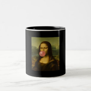 Mona Lisa bläst rosa Kaugummi Zweifarbige Tasse