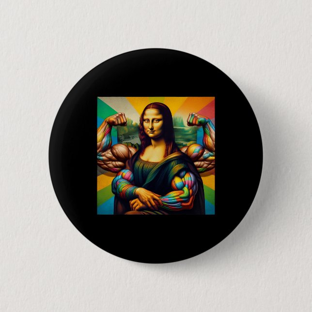 Mona Lisa Bodybuilding Funny Geschenk 2 Button (Vorderseite)