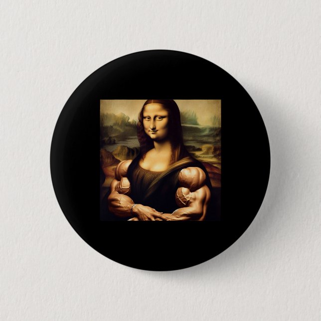 Mona Lisa Bodybuilding Funny Gift Button (Vorderseite)