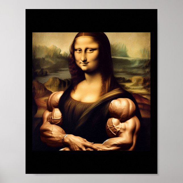 Mona Lisa Bodybuilding Funny Gift Poster (Vorne)
