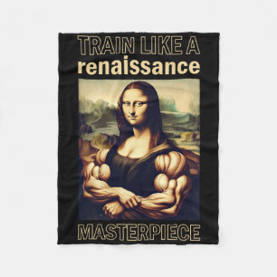 Mona Lisa Bodybuilding Muscle Gym Weightlift Wo Fleecedecke