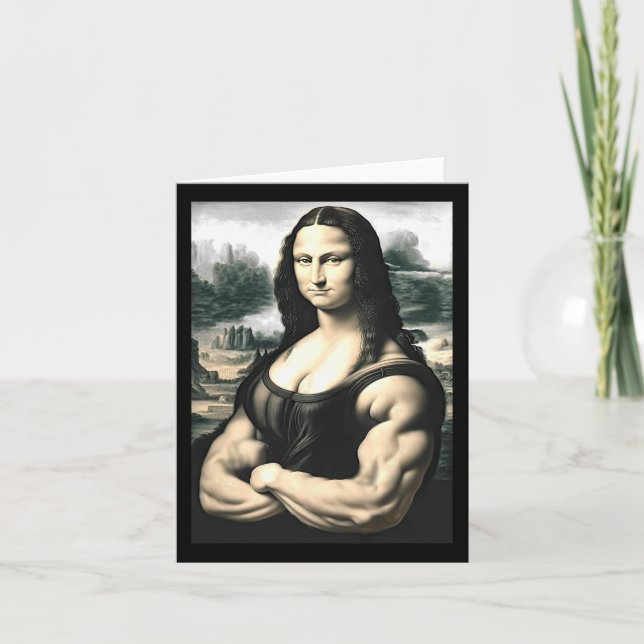 Mona Lisa Bodybuilding Parody Leonardo Da Vinci Me Karte (Vorderseite)