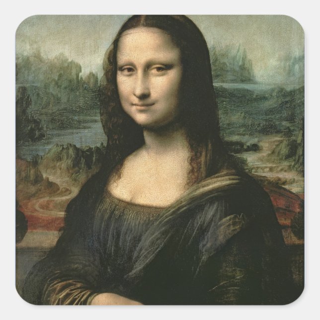 Mona Lisa, c.1503-6 Quadratischer Aufkleber (Vorderseite)
