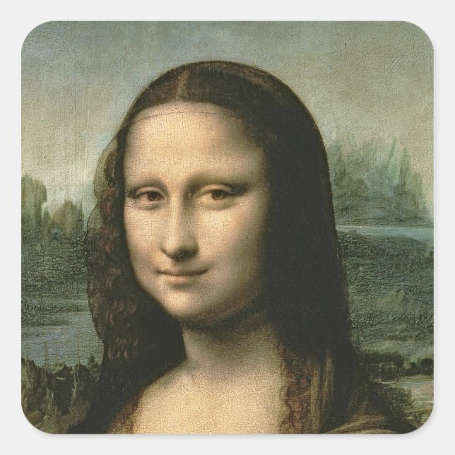 Mona Lisa, c.1503-6 Quadratischer Aufkleber (Vorderseite)