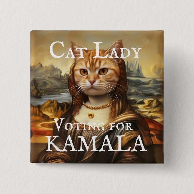 Mona Lisa Cat für Kamala Button (Vorderseite)