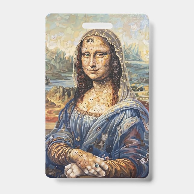 Mona Lisa collage art made with cat faces Ausweis (Vorderseite)