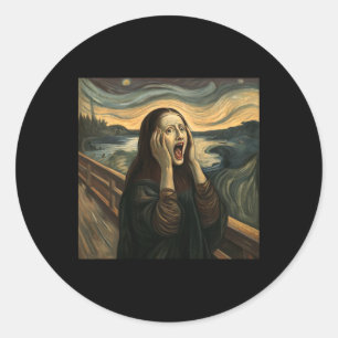 Mona Lisa Das schreie Halloween Party Kunst Runder Aufkleber