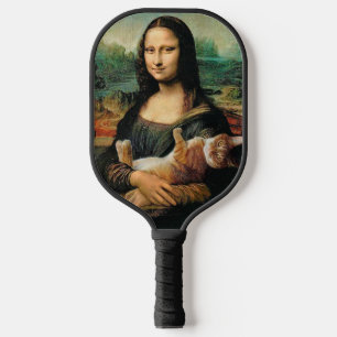Mona Lisa, die einen Cat Leonardo da Vinci Pickleball Schläger