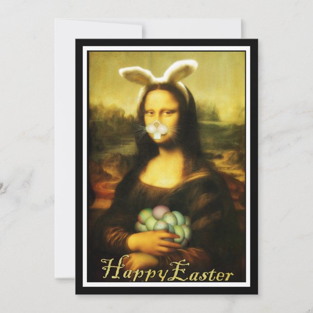Mona Lisa, die Osterhase Einladung (Vorderseite)