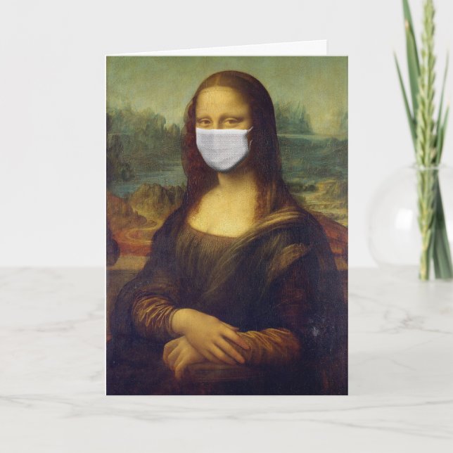 MONA LISA FACE MASK GREETCARD, NUR ZUM SPASS KARTE (Vorderseite)