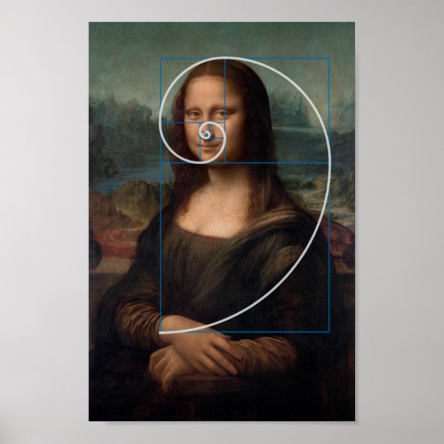 Mona Lisa Fibonacci Spiral Gold Ratio Poster (Vorne)