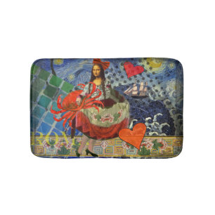 Mona Lisa Fun Zodiac Whimsical  Badematte