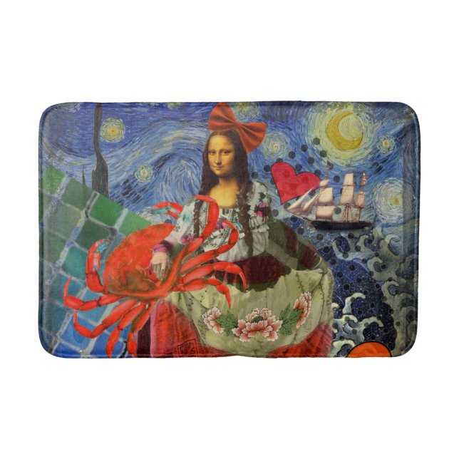 Mona Lisa Fun Zodiac Whimsical Badematte (Vorderseite)