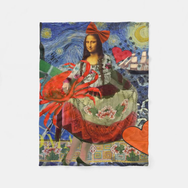 Mona Lisa Fun Zodiac Whimsical Fleecedecke (Vorderseite)