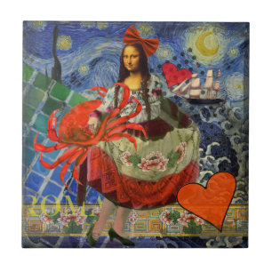 Mona Lisa Fun Zodiac Whimsical Fliese