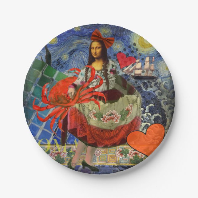 Mona Lisa Fun Zodiac Whimsical Pappteller (Vorderseite)