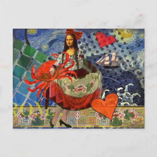 Mona Lisa Fun Zodiac Whimsical Postkarte (Vorderseite)