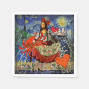 Mona Lisa Fun Zodiac Whimsical Serviette