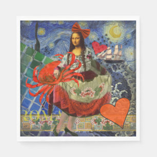 Mona Lisa Fun Zodiac Whimsical Serviette