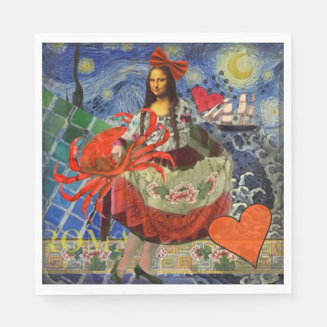 Mona Lisa Fun Zodiac Whimsical Serviette (Vorderseite)