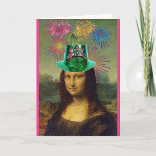 Mona Lisa, glückliches neues Jahr, Kunst Karte (Vorderseite)