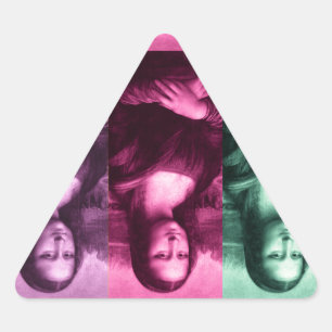 Mona Lisa Green Pink Lila Dreieckiger Aufkleber