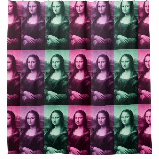 Mona Lisa Green Pink Lila Duschvorhang (Vorderseite)