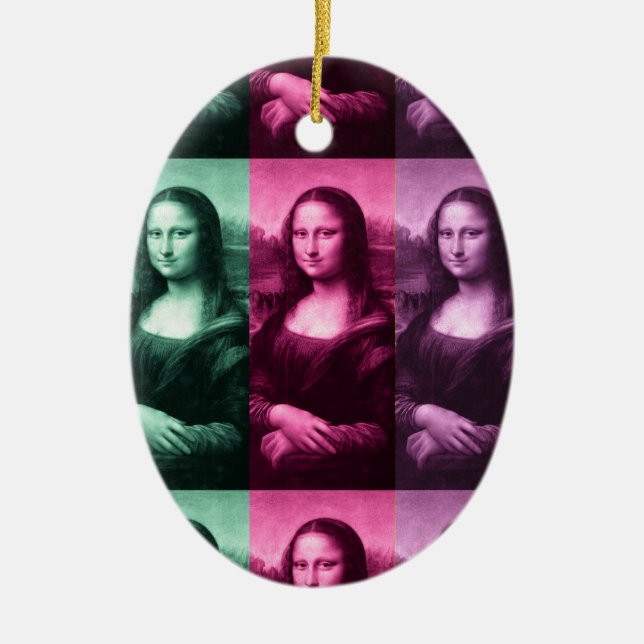Mona Lisa Green Pink Lila Keramik Ornament (Vorne)