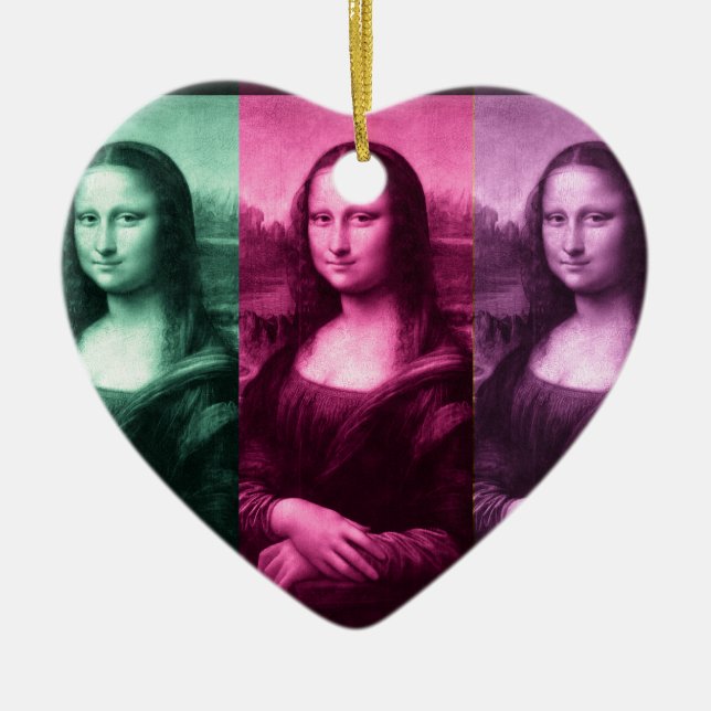 Mona Lisa Green Pink Lila Keramikornament (Vorne)