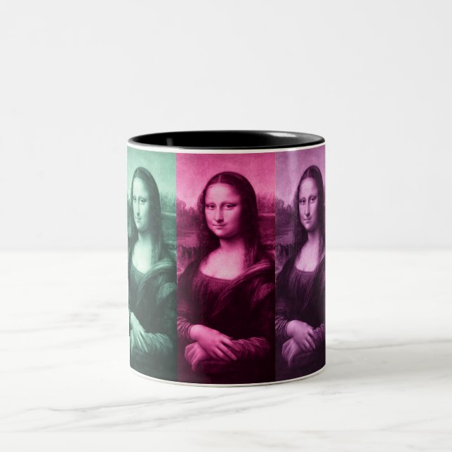 Mona Lisa Green Pink Lila Zweifarbige Tasse (Mittel)